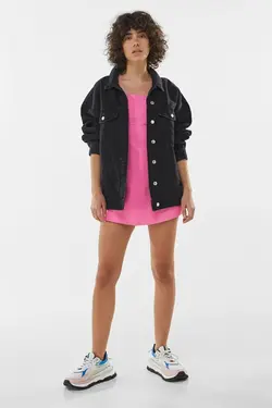 کت جین زنانه رنگ مشکی برشکا Bershka (ساخت اسپانیا)