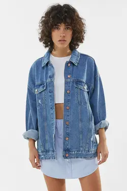 کت جین زنانه رنگ آبی برشکا Bershka (ساخت اسپانیا)