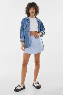 کت جین زنانه رنگ آبی برشکا Bershka (ساخت اسپانیا)