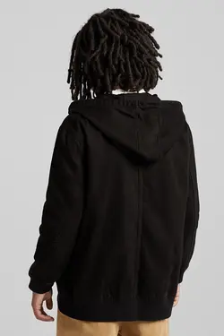 کت جین کلاهدار بزرگ مردانه رنگ مشکی برشکا Bershka (ساخت اسپانیا)