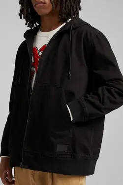 کت جین کلاهدار بزرگ مردانه رنگ مشکی برشکا Bershka (ساخت اسپانیا)