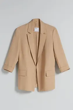 کت آستین برگردان زنانه رنگ کرم برشکا Bershka (ساخت اسپانیا)