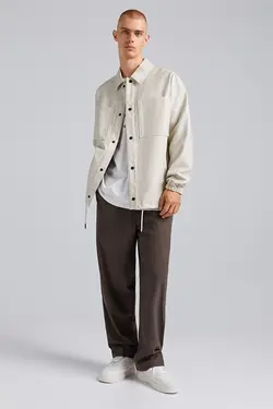 کت چرم مصنوعی مردانه رنگ سفید برشکا Bershka (ساخت اسپانیا)