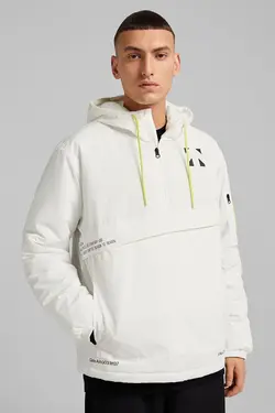 کاپشن کلاهدار جلو بسته جیب کانگورو مردانه رنگ سفید برشکا Bershka (ساخت اسپانیا)