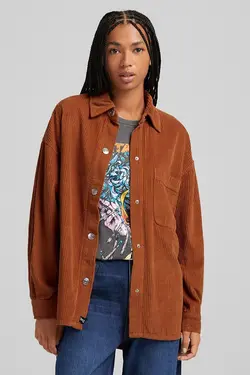 شومیز کبریتی زنانه رنگ قهوه ای روشن برشکا Bershka (ساخت اسپانیا)