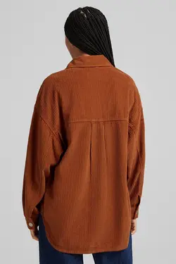 شومیز کبریتی زنانه رنگ قهوه ای روشن برشکا Bershka (ساخت اسپانیا)