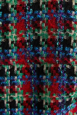 کت جین برش دار Crop Fit Contrast طرح چهارخونه زنانه رنگ قرمز برشکا Bershka (ساخت اسپانیا)