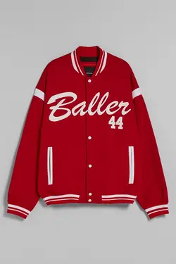 سویشرت بمب افکن کالج طرح دار مردانه رنگ قرمز برشکا Bershka (ساخت اسپانیا)