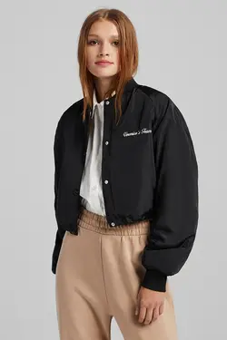 کاپشن بمب افکن مدل  Crop Fit زنانه رنگ مشکی برشکا Bershka (ساخت اسپانیا)