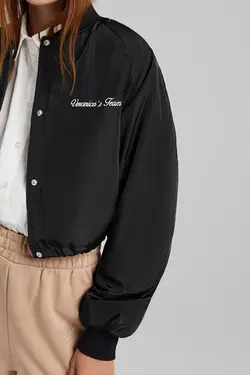 کاپشن بمب افکن مدل  Crop Fit زنانه رنگ مشکی برشکا Bershka (ساخت اسپانیا)