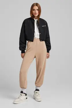 کاپشن بمب افکن مدل  Crop Fit زنانه رنگ مشکی برشکا Bershka (ساخت اسپانیا)