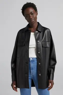 کت اور چرم مصنوعی پشت پلی زنانه رنگ مشکی برشکا Bershka (ساخت اسپانیا)