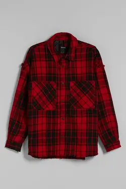 ژاکت چهارخونه بدون درز لبه مردانه رنگ قرمز برشکا Bershka (ساخت اسپانیا)