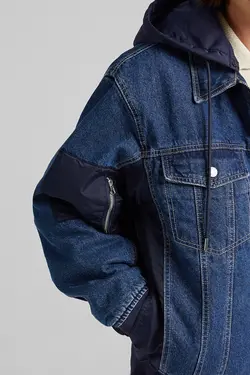 کاپشن جین کالج کلاهدار مردانه رنگ آبی برشکا Bershka (ساخت اسپانیا)