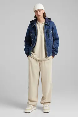 کاپشن جین کالج کلاهدار مردانه رنگ آبی برشکا Bershka (ساخت اسپانیا)