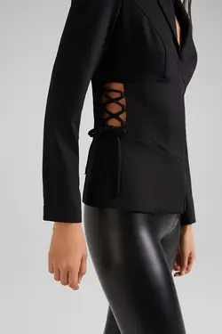 کت مدل کرستی زنانه رنگ مشکی برشکا Bershka (ساخت اسپانیا)