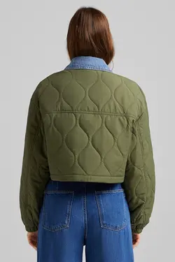 کت جین برش کنتراست زنانه رنگ آبی برشکا Bershka (ساخت اسپانیا)