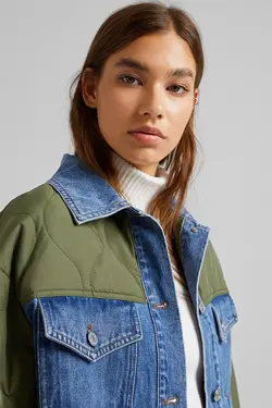 کت جین برش کنتراست زنانه رنگ آبی برشکا Bershka (ساخت اسپانیا)