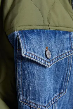 کت جین برش کنتراست زنانه رنگ آبی برشکا Bershka (ساخت اسپانیا)