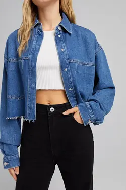 کت جین کوتاه زنانه رنگ آبی برشکا Bershka (ساخت اسپانیا)