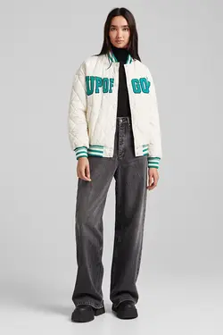 سویشرت وصله دار زنانه رنگ سفید برشکا Bershka (ساخت اسپانیا)