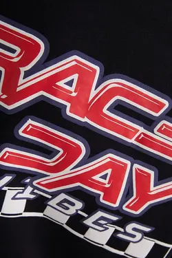 سویشرت نخی با طرح مسابقه ای زنانه رنگ مشکی برشکا Bershka (ساخت اسپانیا)