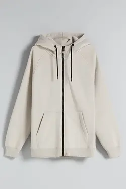 سوییشرت کلاهدار مردانه رنگ سفید برشکا Bershka (ساخت اسپانیا)