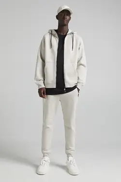 سوییشرت کلاهدار مردانه رنگ سفید برشکا Bershka (ساخت اسپانیا)