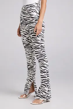 شلوار فاق بلند نخی زنانه طرح زبرا سیاه سفید برشکا Bershka (ساخت اسپانیا)