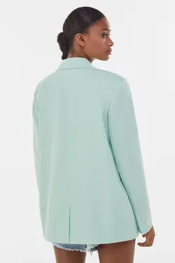 کت دو دکمه پارچه ای زنانه رنگ سبز آبی برشکا Bershka (ساخت اسپانیا)