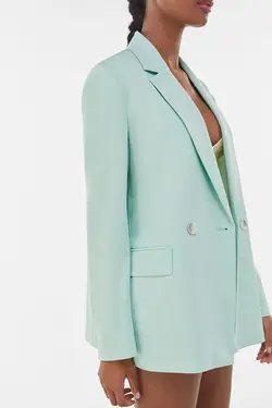 کت دو دکمه پارچه ای زنانه رنگ سبز آبی برشکا Bershka (ساخت اسپانیا)