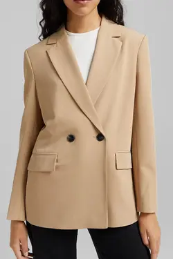 کت دو دکمه پارچه ای زنانه رنگ کرم برشکا Bershka (ساخت اسپانیا)