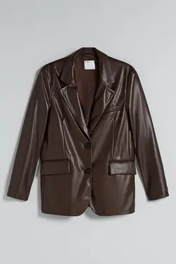 کت چرم مصنوعی زنانه رنگ قهوه ای برشکا Bershka (ساخت اسپانیا)