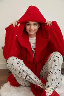 روپوش حمام مخمل داراي کمربند دفاکتو DeFacto (ساخت ترکیه)