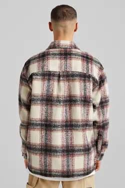 ژاکت نازک ترکیبی پشمی مردانه طرحدار چهارخانه برشکا Bershka (ساخت اسپانیا)