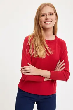 ژاکت بافتنی یقه کشمیر زنانه رنگ قرمز از برند دفاکتو DeFacto (ساخت ترکیه)