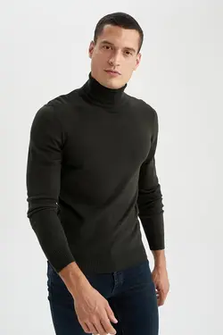 ژاکت بافتنی یقه اسلیم فیت رنگ سبز روشن از برند دفاکتو DeFacto (ساخت ترکیه)