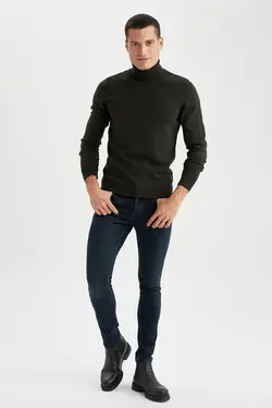 ژاکت بافتنی یقه اسلیم فیت رنگ سبز روشن از برند دفاکتو DeFacto (ساخت ترکیه)
