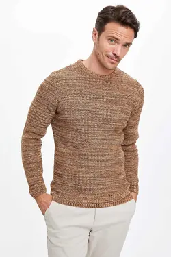 ژاکت بافتنی مردانه رنگ قهوه ای از برند دفاکتو DeFacto (ساخت ترکیه)