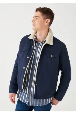 کت خز مصنوعی مردانه رنگ آبی از برند ماوی Mavi (ساخت ترکیه)