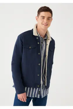 کت خز مصنوعی مردانه رنگ آبی از برند ماوی Mavi (ساخت ترکیه)