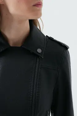 ژاکت چرم زنانه رنگ مشکی از برند ماوی Mavi (ساخت توکیه)