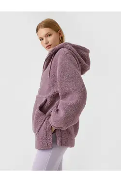 هودی مخملی جیب دار کانگورویی زنانه کوتون Koton رنگ بنفش از برند  (ساخت ترکیه)