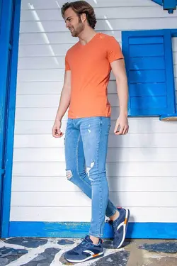 کفش اسپرت بافتنی مردانه آبی سفید جامپ Jump (ساخت ایالات متحده آمریکا)