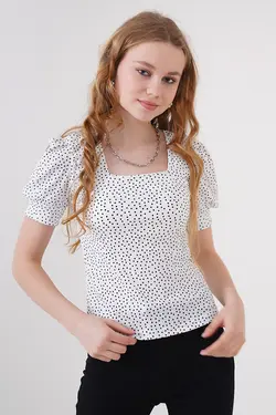 کراپ زنانه آستین کوتاه یقه مربع  بیگ دارت BigDart (ساخت ترکیه)