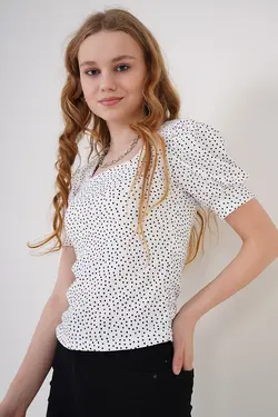 کراپ زنانه آستین کوتاه یقه مربع  بیگ دارت BigDart (ساخت ترکیه)