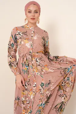 لباس بلند دکمه دار محجبه یقه قاضی  بیگ دارت BigDart (ساخت ترکیه)