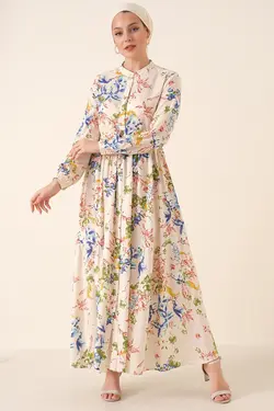 لباس بلند دکمه دار محجبه یقه قاضی  بیگ دارت BigDart (ساخت ترکیه)