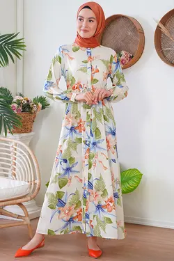 لباس بلند دکمه دار محجبه یقه قاضی  بیگ دارت BigDart (ساخت ترکیه)