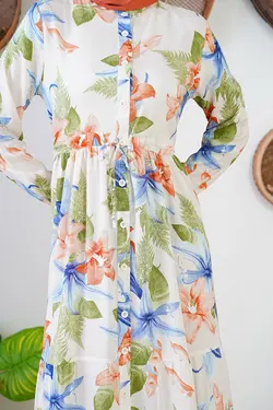 لباس بلند دکمه دار محجبه یقه قاضی  بیگ دارت BigDart (ساخت ترکیه)